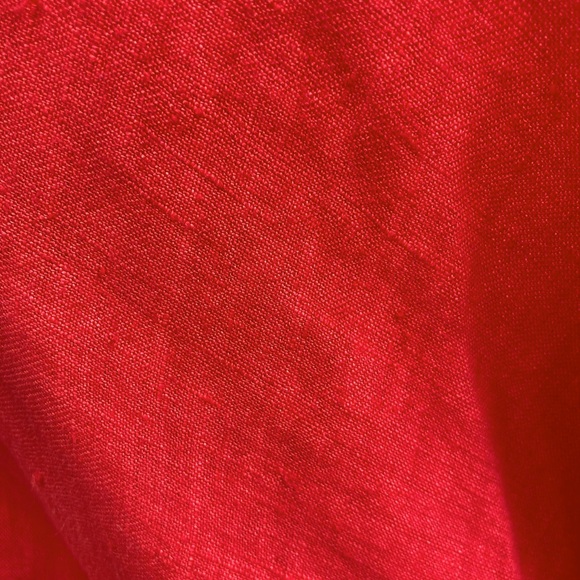 LAVINIA AL TEMPLE: Women’s L gorgeous red linen maxi dress w/lace-up back. - Picture 3 of 7